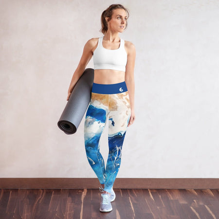 Legging de Yoga Long Taille Haute PACIFIQUE - 1 poche - Couleurs Lagon