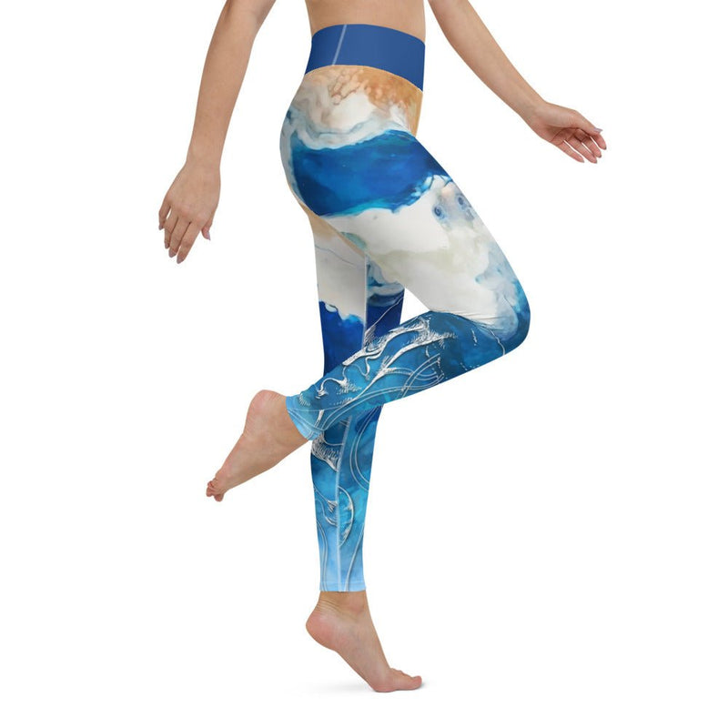 Legging de Yoga Long Taille Haute PACIFIQUE - 1 poche - Couleurs Lagon