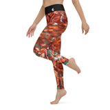 Legging de Yoga Long Taille Haute ROUGE GORGONE Ceinture Noir - 1 poche - Couleurs Lagon