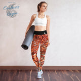 Legging de Yoga Long Taille Haute ROUGE GORGONE Ceinture Noir - 1 poche - Couleurs Lagon
