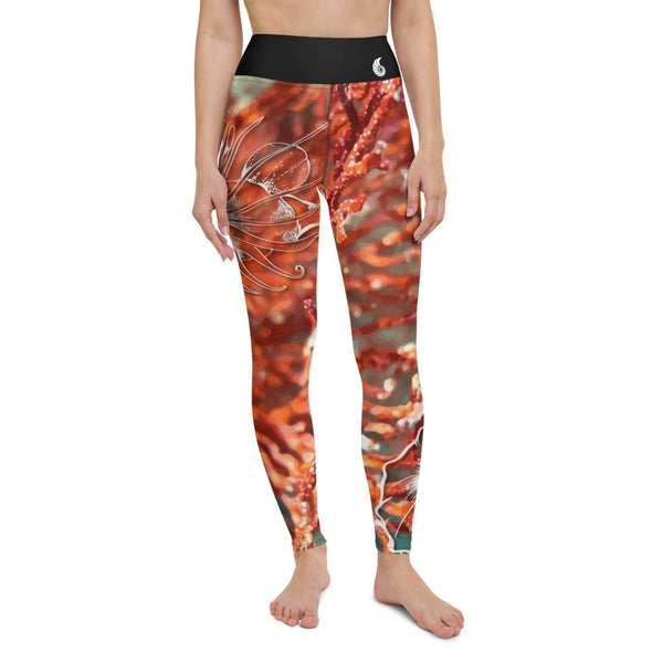 Legging de Yoga Long Taille Haute ROUGE GORGONE Ceinture Noir - 1 poche - Couleurs Lagon