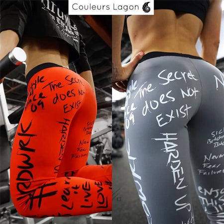 Leggings Crossfit Harden Ocean - Couleurs Lagon - rouge et gris plan serré