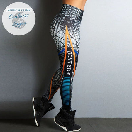 Leggings Don't Stop Taille haute Océan - Couleurs Lagon - coté droit