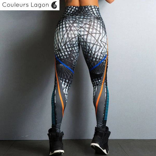 Leggings Don't Stop Taille haute Océan - Couleurs Lagon - dos