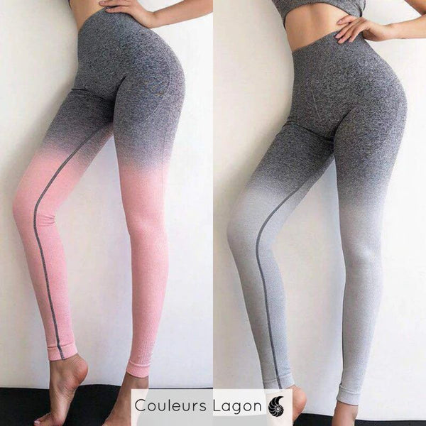 Leggings Femmes Taille Haute Ocean - Couleurs Lagon - gris rose et gris