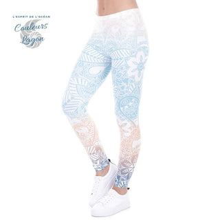 Leggings Mandala Haute Elasticité pour Femme - Couleurs Lagon - avant gauche