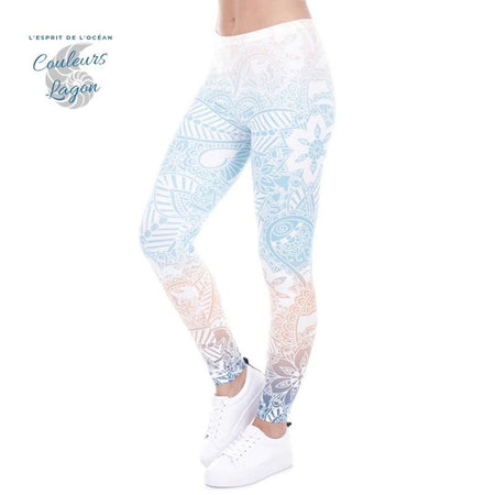 Leggings Mandala Haute Elasticité pour Femme - Couleurs Lagon - avant gauche