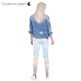 Leggings Mandala Haute Elasticité pour Femme - Couleurs Lagon - veste jeans dos