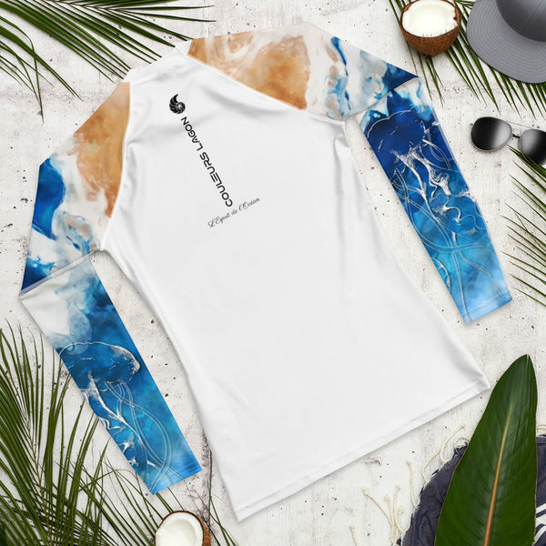 Lycra Rashguard Homme UV50+ BLANC MARINE TIEDYE - Couleurs Lagon