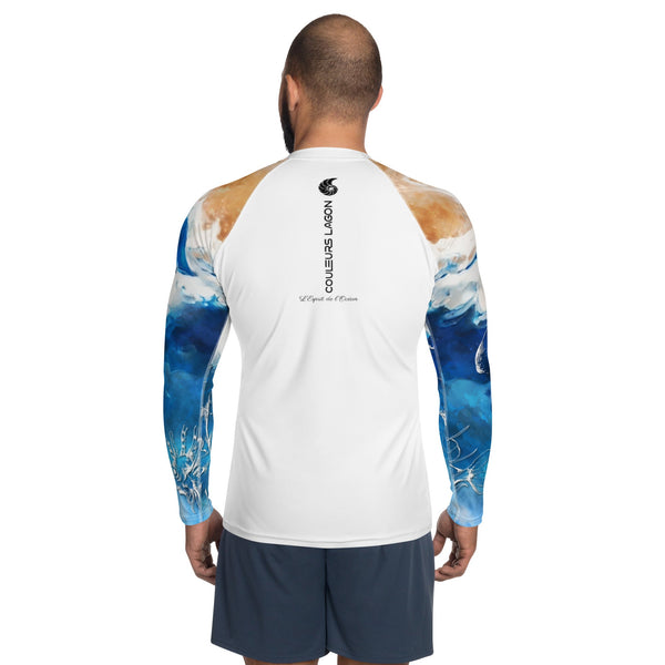 Lycra Rashguard Homme UV50+ BLANC MARINE TIEDYE - Couleurs Lagon
