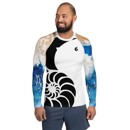 Lycra Rashguard Homme UV50+ BLANC MARINE TIEDYE - Couleurs Lagon