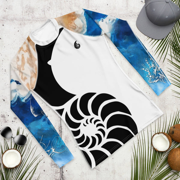 Lycra Rashguard Homme UV50+ BLANC MARINE TIEDYE - Couleurs Lagon