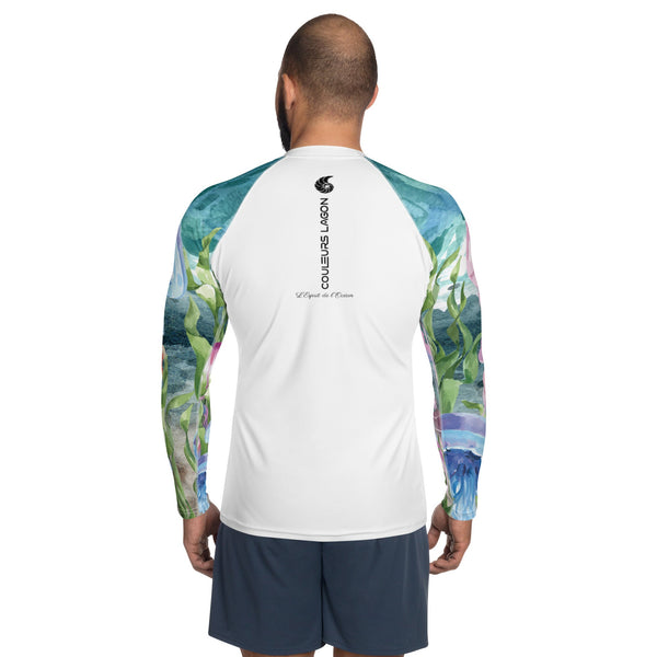 Lycra Rashguard Homme UV50+ BLANC MEDUSES - Couleurs Lagon