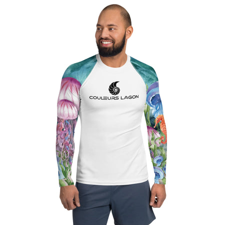 Lycra Rashguard Homme UV50+ BLANC MEDUSES II - Couleurs Lagon