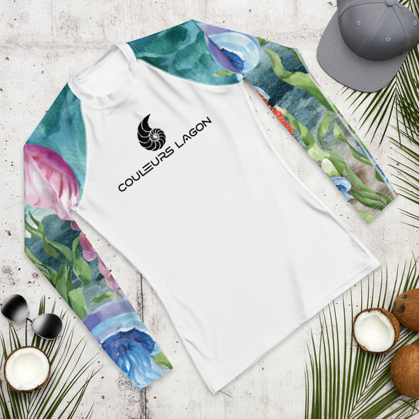 Lycra Rashguard Homme UV50+ BLANC MEDUSES II - Couleurs Lagon