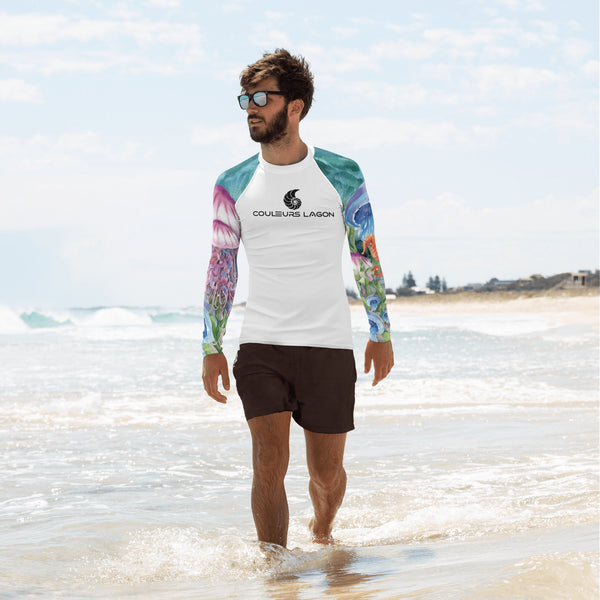Lycra Rashguard Homme UV50+ BLANC MEDUSES II - Couleurs Lagon