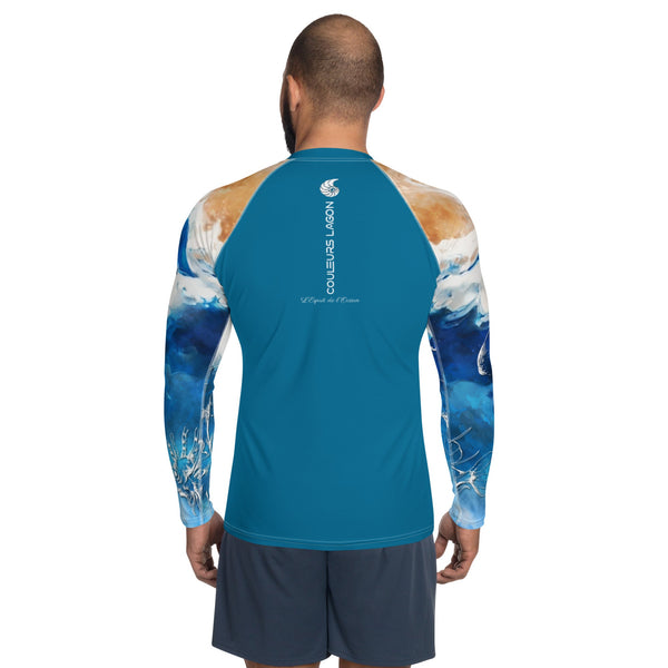Lycra Rashguard Homme UV50+ BLEU CELESTE TIEDYE - Couleurs Lagon