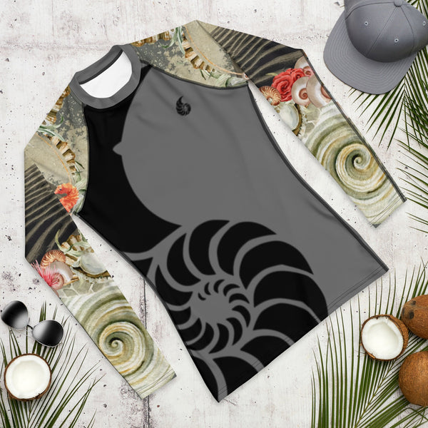 Lycra Rashguard Homme UV50+ GRIS SABLE ET COQUILLAGES - Couleurs Lagon