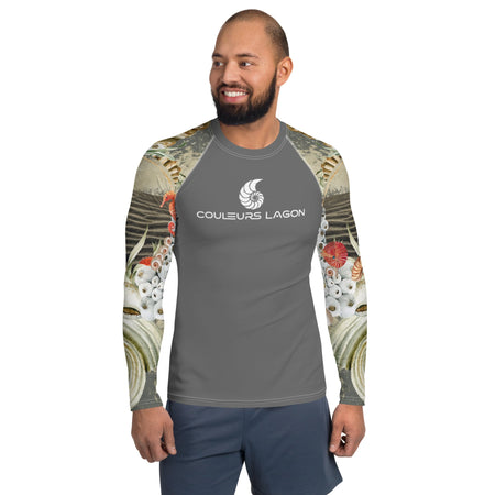 Lycra Rashguard Homme UV50+ GRIS SABLE ET COQUILLAGES II - Couleurs Lagon