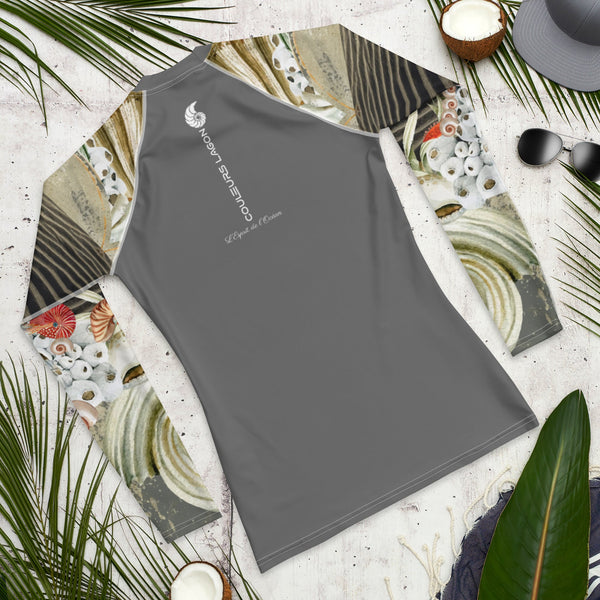 Lycra Rashguard Homme UV50+ GRIS SABLE ET COQUILLAGES II - Couleurs Lagon