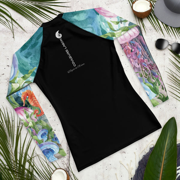 Lycra Rashguard Homme UV50+ NOIR MEDUSES II - Couleurs Lagon