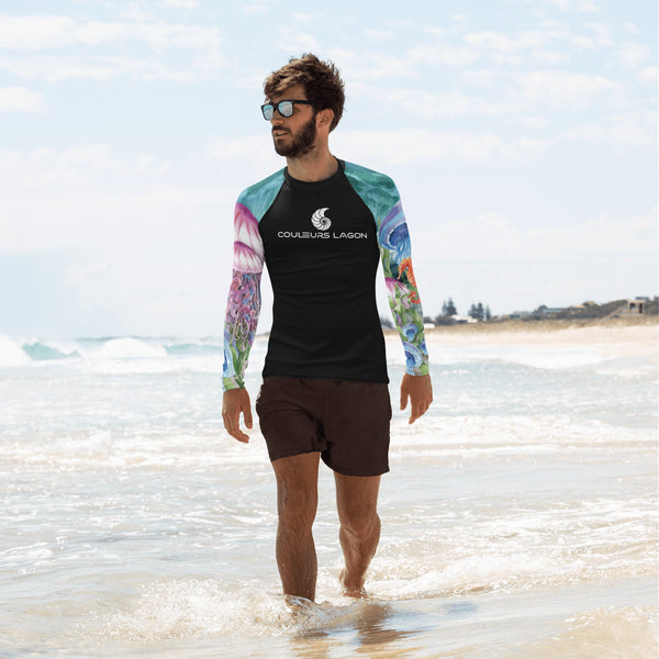 Lycra Rashguard Homme UV50+ NOIR MEDUSES II - Couleurs Lagon