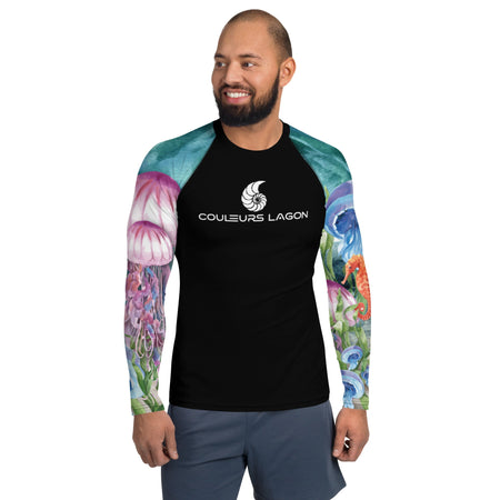 Lycra Rashguard Homme UV50+ NOIR MEDUSES II - Couleurs Lagon