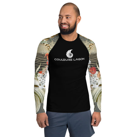 Lycra Rashguard Homme UV50+ NOIR SABLE ET COQUILLAGES II - Couleurs Lagon