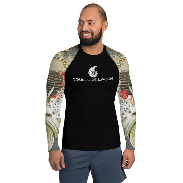 Lycra Rashguard Homme UV50+ NOIR SABLE ET COQUILLAGES II - Couleurs Lagon