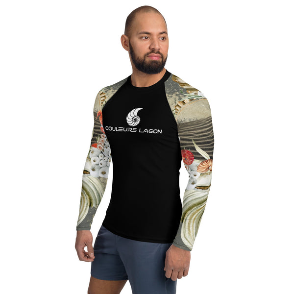 Lycra Rashguard Homme UV50+ NOIR SABLE ET COQUILLAGES II - Couleurs Lagon