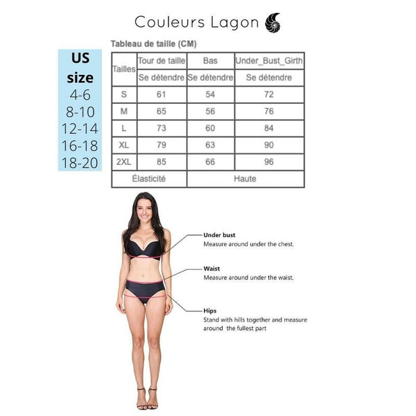 Maillot de bain une pièce imprimé taille haute VERT FLORAL - Couleurs Lagon