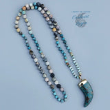 Mala Collier Pendentif en pierre Bleu Océan - Couleurs Lagon