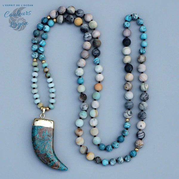 Mala Collier Pendentif en pierre Bleu Océan - Couleurs Lagon