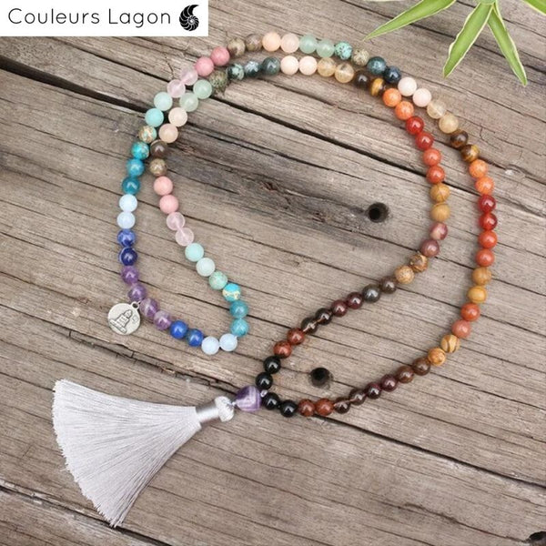 Mala Japonais 108 Perles Méditation Zen - Couleurs Lagon