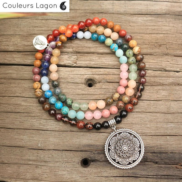 Mala Japonais 108 Perles Méditation Zen - Couleurs Lagon