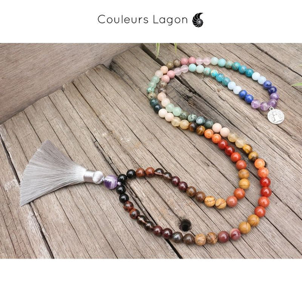 Mala Japonais 108 Perles Méditation Zen - Couleurs Lagon