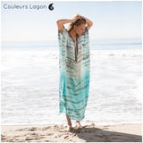 Maxi Kaftan Robe Longue de Plage - Couleurs Lagon