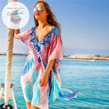 Mini robe paréo tunique mousseline PALMIERA - Couleurs Lagon