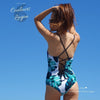 Monokini de piscine Feuille Verte Tropical SWIMRUSH - Couleurs Lagon