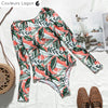 avant a plat - Combi Surf Rashguard Manche Longue Dos Nu Floral Rose TAHITI - Couleurs Lagon