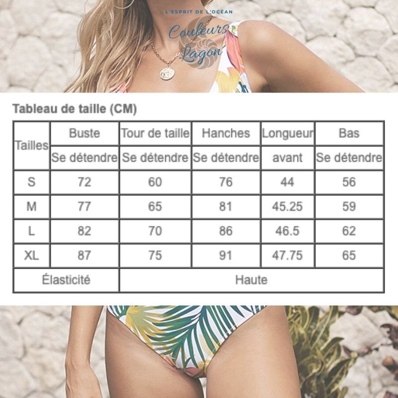 Monokini Feuilles Tropicales COLORA - Couleurs Lagon