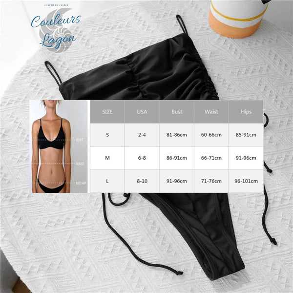 Monokini Noir Sexy Dos Nu et Bretelles Ajustable BLACKBIRD - Couleurs Lagon - tailles