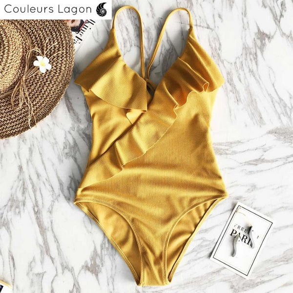 Monokini Push Up à Volant Jasmine - Couleurs Lagon