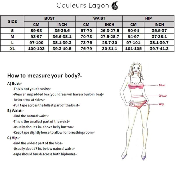 Monokini Push-Up Col V Sexy Dos Nu Rayure PARIS - Couleurs Lagon - tableau des tailles