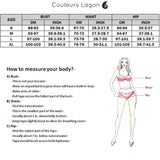 Monokini Push-Up Col V Sexy Dos Nu Rayure PARIS - Couleurs Lagon - tableau des tailles