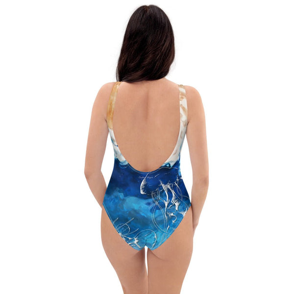 Monokini bleu outremer bonnets intégrés — dos Couleurs Lagon