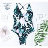 Monokini Push-Up Feuille Verte Tropical SEXYRUSH - Couleurs Lagon