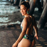 Monokini Push-Up Feuille Verte Tropical SEXYRUSH - Couleurs Lagon