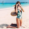 Monokini Push-Up Feuille Verte Tropical SEXYRUSH - Couleurs Lagon