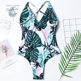Monokini Push-Up Feuille Verte Tropical SEXYRUSH - Couleurs Lagon